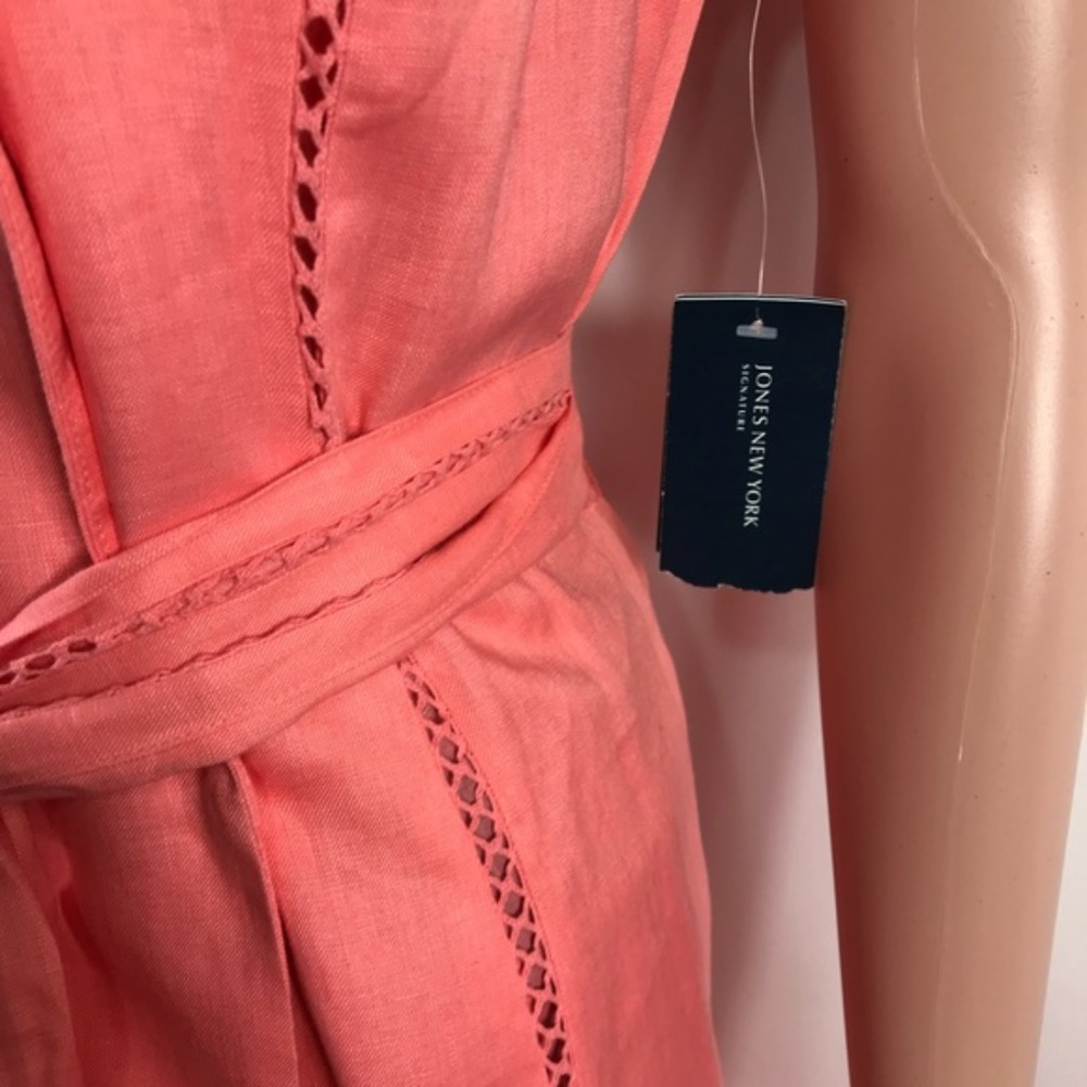 Jones New York Coral Linen Sleeveless Midi Dress 4 - Picture 6 of 8